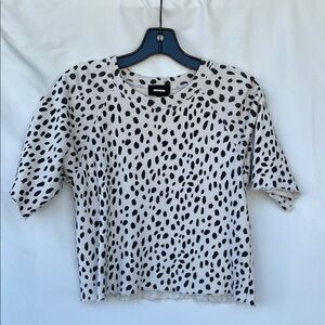 Monrow from Anthropologie Black and White Animal Spotted Top XS